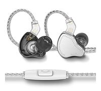 Yinyoo KBEAR KB2208 Auriculares con Cable, cómodos Auriculares intraurales, Puntas ergonómicas, cancelación de Ruido con Cable Desmontable para música y Deporte (Plata, con micrófono)