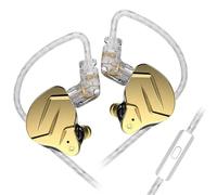 Yinyoo KZ ZSN Pro X in Ear Monitor Buds Hybrid Dynamic Driver Balanced Armature Earbuds Auriculares Dual Driver 1DD 1BA Sonido estéreo de Graves Profundos ergonómicos (con micrófono, Dorado)