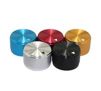 YINZHD Potenciómetro de aluminio alta gama, 25 x 15,5 6 mm, interruptor volumen, codificador rotatorio, color plateado, negro, rojo, azul y dorado(Red)