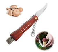 YINZZTRY Cuchillo para Setas, Navaja Champiñon, Cuchillo Hongos con Cepillo, Navaja de Bolsillo Pequeña Plegable, Navaja Para Setas con Mango de Madera, Regalo para Recolectores de Setas