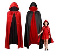 YINZZTRY Vampiro Capa con Capucha, 90cm Capa Reversible Negro Rojo, Capa de con Capu cha Unisex, Capaa Roja y Negra con Capucha, Ca-pa Halloween para Cosplay, para Fiesta de Halloween Cosplay