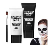 Yiohejy Pintura facial blanca y negra, pintura facial a base de agua para adultos y niños, lavable para disfraz de vampiro de , , esqueleto