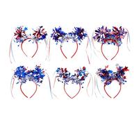 Yiohejy Tandillas patrióticas, rojos blancos y aros de cabello azul, 6x 4 de julio Banda para el cabello, Favores decoraciones diademas para el Día de los Caídos, Labor para el Día de los Caídos, Día