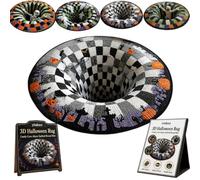 yiokeo 3D Halloween Rug, Novelty Ghost Skeleton 3D Optical Illusion Rugs, Candy Corn Abyss Quilted Round Mat with Spooky Depth Design, Crystal Velvet Soft & Durable Fabric Non-Slip (C,20IN)