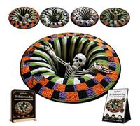 yiokeo 3D Halloween Rug, Novelty Ghost Skeleton 3D Optical Illusion Rugs, Candy Corn Abyss Quilted Round Mat with Spooky Depth Design, Crystal Velvet Soft & Durable Fabric Non-Slip (B,40IN)