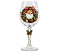 yiokeo Christmas Glasses Drinking, Christmas 3D Wine Glass Collection Gift Box Set with Snowflake Decor, Cocktail Compatible, Table Decor, for Wine, Cocktails, Holiday Party (Style C)