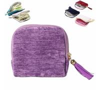 yiokeo Jewelry Zippered Pocket CaseTravel Jewelry Bag Portable Organizer, Velvet Jewelry Organizer Storage Bag with Zipper & Tassel, Soft Flannel Lined Pouch for Bracelet Rings Earring (1PC-G)