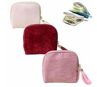 yiokeo Jewelry Zippered Pocket CaseTravel Jewelry Bag Portable Organizer, Velvet Jewelry Organizer Storage Bag with Zipper & Tassel, Soft Flannel Lined Pouch for Bracelet Rings Earring (3PC-F)