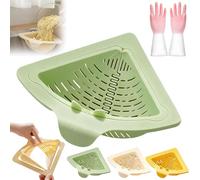 yiokeo Magnetic Triangular Sink Corner Rack,Suction Cup Sinks Corner Rack Strainer, Punch-Free Triangularsink Strainer with Twist-Open Bottom,Kitchen Sponge Holder and Food Scraps Catcher (C 1PC)