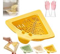 yiokeo Magnetic Triangular Sink Corner Rack,Suction Cup Sinks Corner Rack Strainer, Punch-Free Triangularsink Strainer with Twist-Open Bottom,Kitchen Sponge Holder and Food Scraps Catcher (A 1PC)