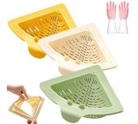 yiokeo Magnetic Triangular Sink Corner Rack,Suction Cup Sinks Corner Rack Strainer, Punch-Free Triangularsink Strainer with Twist-Open Bottom,Kitchen Sponge Holder and Food Scraps Catcher (G 3PC)