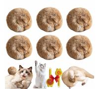 yiokeo Rabbit Fur Ball Cat Toy,2026 New Soft Fluffy Cat Toy Ball, Real Rabbit Cats Pom Pom Balls, Interactivecats Toys- Soft, Washable & Fun to Chase, for Bunny Kicks & Chase Games (6pcs)