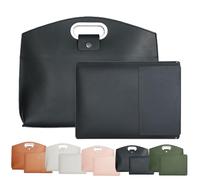 yiokeo The 2-Piece Set Sophisticated Business Waterproof Leather Laptop&Tote Set,14-16 Inch Women's Laptop Bag,As Mouse Pad (Black)