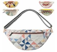 yiokeo Vintage-Inspired Patchwork Quilted Sling Bag,Women's Patchwork Bag,Lightweight Curved Crossbody Bag with Adjustable Strap (E)