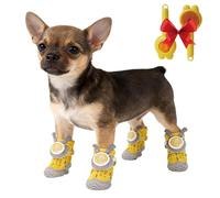 yiokeo Waterproof Non-Slip Dog Boots 4-Pack - Twist-Lock Buckle & Cute Ears for Small Breeds, Rain Boots for Pets, Outdoor Booties for Snow Hiking (Yellow,One Yards 1.0~2.5kg)