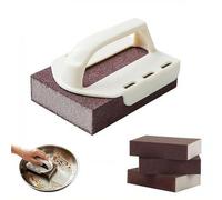 Yiokii Esponja de limpieza de esmeril con mango, cepillo de limpieza mágico, bloques de lijado de nano diamante para eliminar el óxido, esponja borradora de óxido para parrilla, platos, ollas y