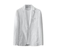 YIOLEAMP Blanco Algodón Lino Traje Capa De Los Hombres Primavera Verano Color Puro Delgado Casual Negocios Delgado Blazer Chaqueta, blanco, XXL