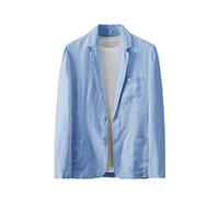 YIOLEAMP Blanco Algodón Lino Traje Capa De Los Hombres Primavera Verano Color Puro Delgado Casual Negocios Delgado Blazer Chaqueta, azul, XXL