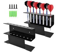 Yiomxhi 2 Piezas Soporte de Dardos en Pared, Expositor Station para Dardos Punta de Acero y Blandos, Almacenamiento Estante Accesorios Acrílicos para Dianas, Negro