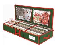 Yiomxhi Organizador Papel de Regalo con Bolsillos Interiores, 103 cm Bolsa de Almacenamiento Rollos Papel Regalo 600D Oxford para Tarjetas, Lazos, Cintas de Navidad (Verde)