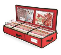 Yiomxhi Organizador Papel de Regalo con Bolsillos Interiores, 103 cm Bolsa de Almacenamiento Rollos Papel Regalo 600D Oxford para Tarjetas, Lazos, Cintas de Navidad (Rojo)