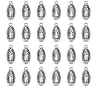 YionZian 100 piezas de mini dijes de Virgen de Guadalupe de aleación ovalada de Virgen María a granel para hacer pulseras mexicanas, pendientes, collares, joyas, Zinc, No es una piedra preciosa