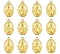 YionZian 60 dijes ovalados de metal de Cruz del Perdon Católica Virgen de Guadalupe para hacer collares, pulseras, joyas, Zinc, No es una piedra preciosa