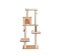 YIORYO Árbol para gatos, torre moderna para gatos de interior, condominio de madera de 57.5 pulgadas de alto con poste rascador y almohadillas extraíbles para gatos pequeños y grandes