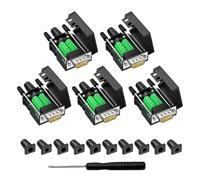 YIOVVOM Conector DB9 Breakout, conectores RS232 macho de 9 pines, sin soldadura, placa de módulo adaptador serie D-SUB RS485 con terminales de tornillo, funda, pernos largos, 5 adaptadores macho