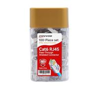 YIOVVOM Conectores blindados Cat 6 RJ45 8P8C (conector Cat6 / conectores modulares RJ45/extremos Cat 6/conectores Ethernet) Conector de red UTP para cable sólido y cable estándar, transparente,