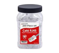 YIOVVOM Conectores RJ45 8P8C regulares Cat 6 (conector Cat6 / conectores modulares RJ45/extremos Cat 6/conectores Ethernet) Conector de red UTP para cable sólido y cable estándar, transparente,