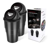 YIOVVOM Cubo de basura para coche con tapa, a prueba de fugas, contenedor de basura pequeño para automóvil, oficina, hogar, cocina, dormitorio, set de 2 (negro)