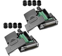 YIOVVOM DB25 - Adaptador macho de soldadura sin soldadura, RS232 D-SUB Serial a conector de puerto de 25 pines a conector de terminal, módulo de señal, pernos largos y tuercas con funda (2 macho)