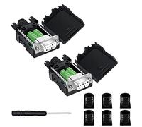 YIOVVOM DB9 Breakout Connector, DB9 sin soldadura RS232 D-SUB adaptadores serie hembra 9 pines puerto blanco adaptador a terminal conector módulo de señal con funda, juego de 2