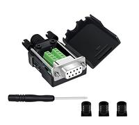 YIOVVOM DB9 Breakout Connector, DB9 sin soldadura RS232 D-SUB adaptadores serie hembra 9 pines puerto blanco adaptador a terminal conector módulo de señal con funda