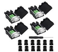 YIOVVOM DB9 - Conector de ruptura, DB9 sin soldadura RS232 D-SUB hembra adaptadores serie de 9 pines adaptador blanco a conector de terminal módulo de señal con funda, juego de 4