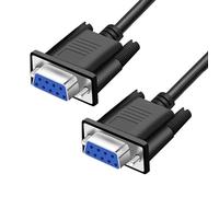 YIOVVOM DB9 RS232 - Cable de extensión serie hembra a hembra de 9 pines, cable DB9 recto a través de conector serie de 9 pines, color negro, 10 pies