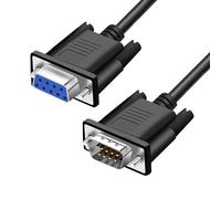 YIOVVOM DB9 RS232 - Cable de extensión serie macho a hembra de 9 pines, cable DB9 recto a través de conector serie de 9 pines, color negro, 5 pies