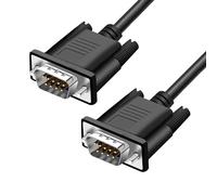 YIOVVOM DB9 RS232 - Cable de extensión serie macho a macho de 9 pines DB9 recto a través de conector serie de 9 pines, color negro, 1,5 m