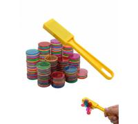 YIPFEN 1 Pcs Set de Fichas de Bingo, 100 Discos Metálicos Anillados, Kit STEM para Aprendizaje, Juego Familiar, Fichas para Bingo (19 cm)