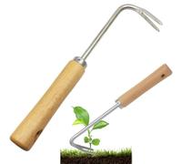 YIPFEN 1 Pieza Extractor Malas Hierbas de Acero Inoxidable, Extractor Malas Hierbas Manual, Cortador con Mango de Madera, para Escardar, Excavar, Arrancar, 26.5×8 CM