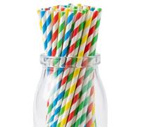 YIPFEN 100 Pajitas de Papel de Colores, 3 Capas Resistentes, Biodegradables y Compostables, para Bebidas Frías/Calientes, Decoración de Fiestas