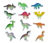 YIPFEN 12 Pcs Figuras de Dinosaurios Luminosos Juguetes para Fiestas que Brillan en la Oscuridad Obsequios Realistas para Niños y Niñas Minifiguras de Dinosaurios