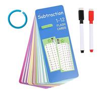 YIPFEN 13 Tarjetas de Aprendizaje de Subtracción con Tabla de Restas Reutilizables y Sin Manchas, Laminadas y Resistentes al Agua