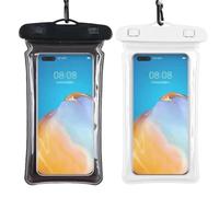 YIPFEN 2 Pcs Funda Impermeable Móvil, Funda Acuática para Móvil, Bolsa Estanca para Teléfono, Funda Agua Móvil para Buceo (Negro + Blanco)