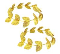 YIPFEN 2 Piezas Diademas Accesorios, Corona de Hojas de Oro Romana, Guirnalda de Laurel Griega, Tocado para Mujeres y Hombres, Ideal para Navidad y Fiestas Temáticas (Oro)