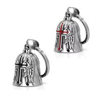 YIPFEN 2 Piezas Guardian Bell Acero Inoxidable Campana de Moto Amuleto de la Suerte, Colgador de Campana para Motocicleta (Cromo)