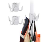 YIPFEN 2 Pzas Gancho Sombrilla Playa Blanco, 4 Púas Universal para Mástil Central Resistente Percha Colgador, Ideal para Toallas, Bolsos, Mantén objetos libres de arena y organizados en playa/camping
