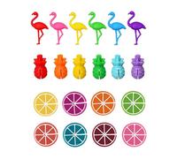 YIPFEN 20 Marcadores/Clips de Silicona Reutilizable para Copas de Vino | Diseños Piña, Flamenco, Naranja | Anti-Confusión Fiestas Piscina Verano.