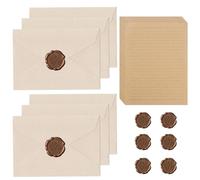 YIPFEN 32 piezas papel de letra y sobre vintage, 6 pegatinas de cera, papel de carta elegante, sobres papel, papel de carta, papel de papel antiguo, sobres invitaciones boda